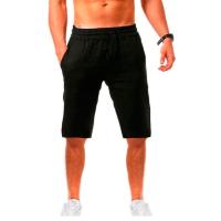 Shorts De Lino Y Algodón Para Hombre Summe Pantalones Transpirables De Color Sólido Fitness Streetwear Talla 3XL - details 3