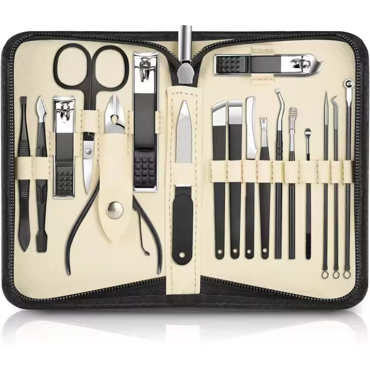 Juego de manicura de 18 piezas, kit de herramientas para manicura y pedicura para el cuidado de las uñas de los pies y las manos con bolsa con cremallera. - 1