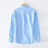 Camisa De Lino Puro Para Hombres Diseñadora Nueva Con Manga Larga Moda Casual Comoda Top Ropa Camisas De Hombre Chemise - details 4