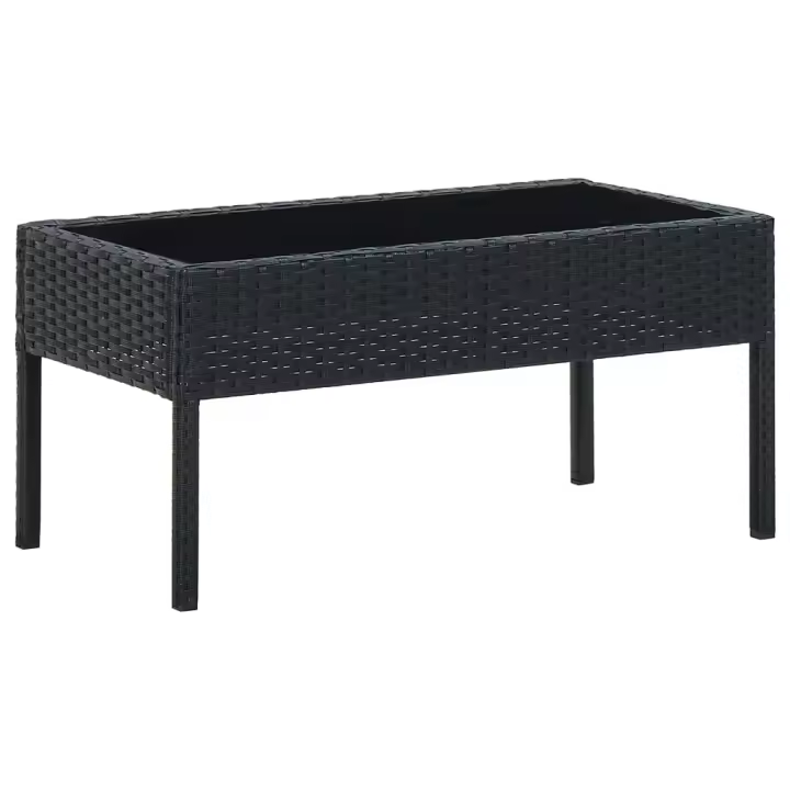 Mesa de Jardín sintético Negro 75x40x37 cm - 1