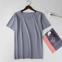 Camiseta De Verano Para Hombre Con Cuello En V Y Manga Corta Color Sólido Estilo Slim Sin Costuras Transpirable Para Viajes - details 8