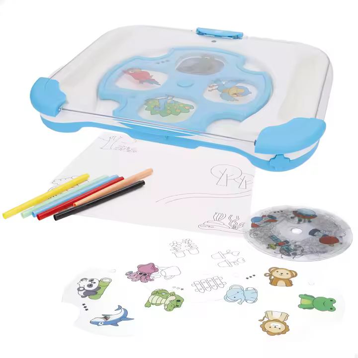 COLORBABY - Proyector para dibujar niños, 33x26x4,5 cm, rotuladores de colores, discos intercambiables, temáticas variadas, dibujo para calcar, regalo niña 3 años, juguetes interactivos, proyector dibujos para niños - 1