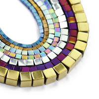 JHNBY Cuentas De Hierro Natural En Forma Cuadrada Color Azul Dorado Morado 2/3/4/6MM Para Creación De Joyería DIY Accesorios Sueltos - details 1