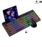 Teclado Inalámbrico Ergonómico Con Ratón Y Soporte Para Teléfono Multicolor Recargable 2.4G Para PC Laptop Windows - details 12