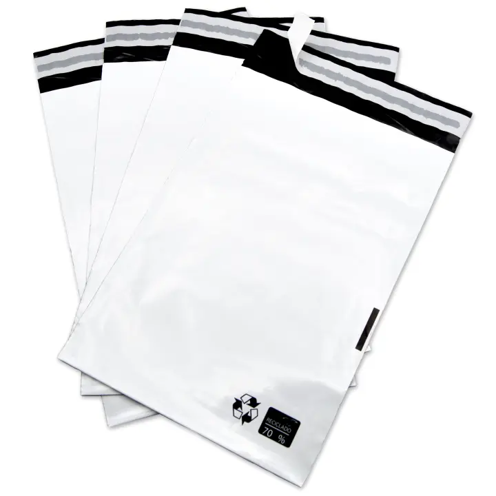 Bolsas de Envíos, Sobres de Plástico para Enviar Ropa, Calzado, Accesorios, etc. Bolsa de Plástico Color Blanco Resistente y Segura, Bolsas de Embalaje para Envíos - Ofituria (100 unds, 400x500+40mm) - 1