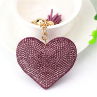 Llavero De Corazón De Cuero Con Borla Y Diamantes Para Mujeres Y Niñas Accesorios Para Bolso Y Mochila Llavero Clásico De Forma De Corazón - details 1