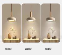 Meimon Lámpara colgante de piedra y madera con bombilla LED incluida. Luz fría, neutra o cálida. Ideal para comedor, cocina o salón. Diseño natural y elegante.  Lámpara de comedor o lámpara de araña - details 3