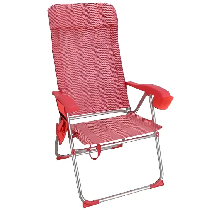 Gerimport Silla plegable rojo naranja 5 posiciones 113 x 60 x 59 cm - 1