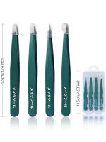 Juego De 4 Piezas De Pinzas De Acero Inoxidable Profesionales Para Hairs De Rostro Cejas Piel Ingrediente Y Splinters Duraderas Y Precisas Para Hombres Y Mujeres - details 3