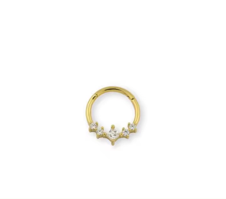 Septum Nariz Dorado con Cristales, 10 mm, Diseño Corona, (SE VENDE POR UNIDAD), Ref: CHP153646C - 1