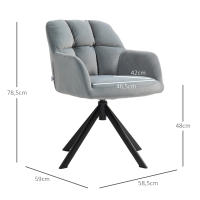 Sellón Cecodadi Sillón giratorio con aspecto de terciopelo, reposabrazos, Sillón giratorio con patias de metal, Dormitorio, Salón, Gris - details 6