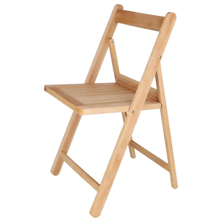 Wellhome Silla Plegable Norte en Madera de Haya Acabado en Aceite 43x47x79 Cm - 1
