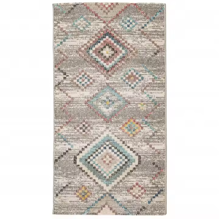 vidaXL Alfombra de interior/exterior diseño vintage ARBIZU 80x150 cm Color Rosa,  Multicolor,  Gris claro y mas Alfombras de área  Alfombra de Piso para Sala de Estar Dormitorio Habitación Salón - 1