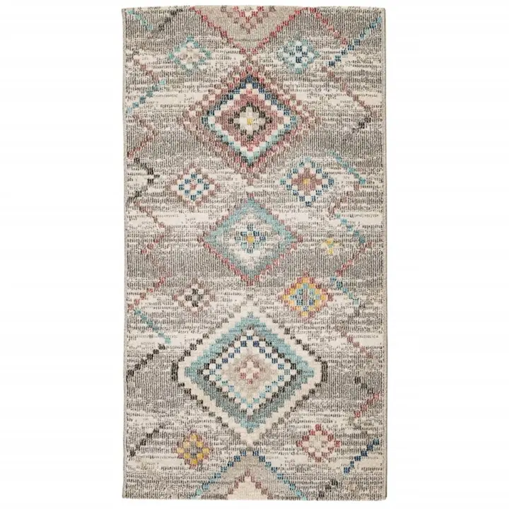 vidaXL Alfombra de interior/exterior diseño vintage ARBIZU 80x150 cm Color Rosa,  Multicolor,  Gris claro y mas Alfombras de área  Alfombra de Piso para Sala de Estar Dormitorio Habitación Salón - 1