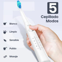 Seago cepillo de dientes eléctrico sónico, cepillo electrico con 8 cabezas, carga USB, cepillo de dientes eléctrico ultrasónicos 5 modos y temporizador, IPX7 Impermeable, para viaja (negro) - details 3