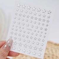 6 Hojas De Estampados De Uñas Metálicos Plateados Con Estrellas 3D Y Cadena De Metal Decoraciones Adhesivas Para Uñas - details 2
