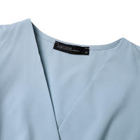 ZANZEA Vestido Midi A-Line Elegante Para Mujer Con Cinturón Y Estampado Sólido Manga Corta Estilo Casual V-Neck Para Vacaciones - details 6