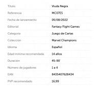 Viuda negra - Heroes Marvel Champions - Fantasy Flight Games - details 0