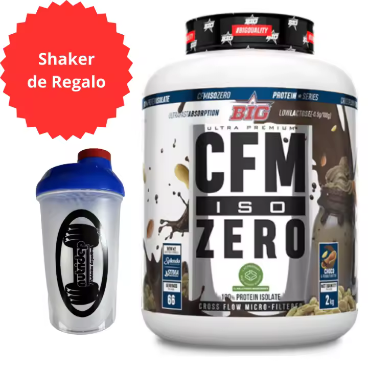 Big BIG CFM ISO Zero Sabor Choco Peanut Butter 2 Kg - Proteína Aislada de Suero de Leche - Baja en Lactosa - Sin Azúcares Añadidos - 66 Servicios - 1