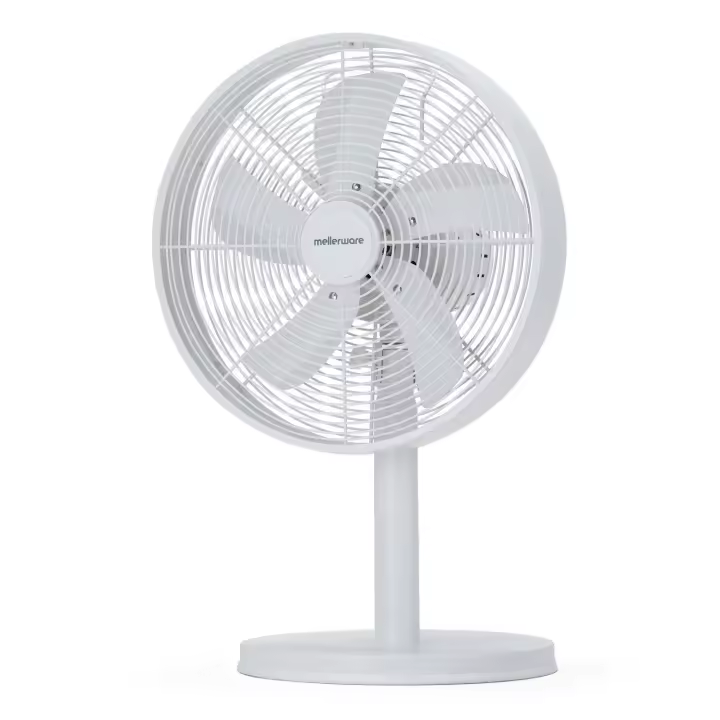 Mellerware Ventilador de Sobremesa Air Power 35. 35W de Potencia. Oscilante. 3 Velocidades. 5 aspas metálicas 30 cm Diámetro. Aluminio. Caudal de aire fresco. Fácil transporte. - 1