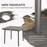 Mesa de Jardín Mesa de Comedor 4 Personas Agujero para Sombrilla Mesa de Patio Base de Listones HDPE Gris Oscuro 90x90x75cm - details 4