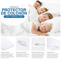 HOMESOL®  Funda de colchón Micrfibra Blanco para cama, Con Cremallera en L - cama de 90-105-135-150 - details 0
