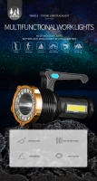 Linterna Portátil LED Super Brillante Recargable Por USB Torcha Exterior Camping Impermeable Con Luz Lateral Lámpara De Trabajo - details 0