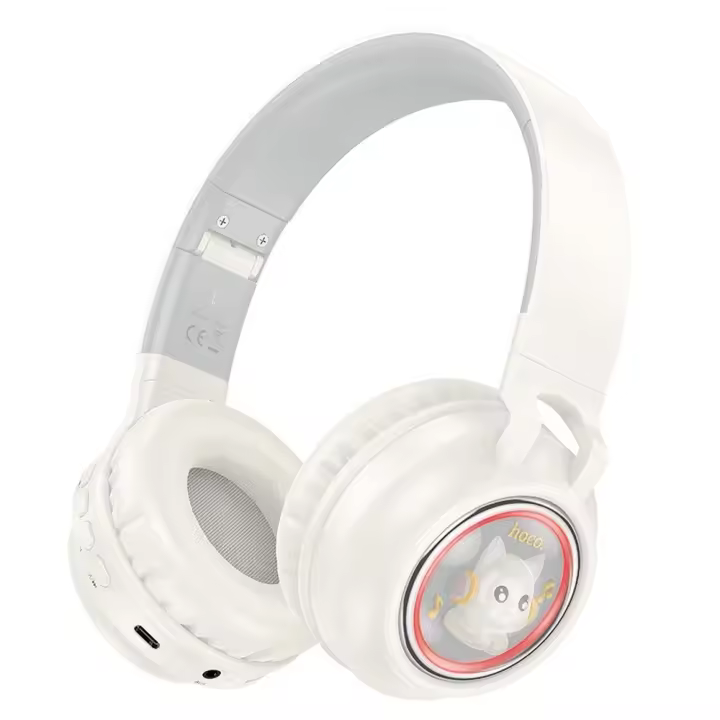 Auriculares inalámbricos Hoco W50 con orejas de gato, luz RGB y sonido de alta calidad. Hasta 12h de música. Conexión Bluetooth, TF y AUX. Almohadillas cómodas y diadema ajustable. Ideal para niños y viajes largos - 1