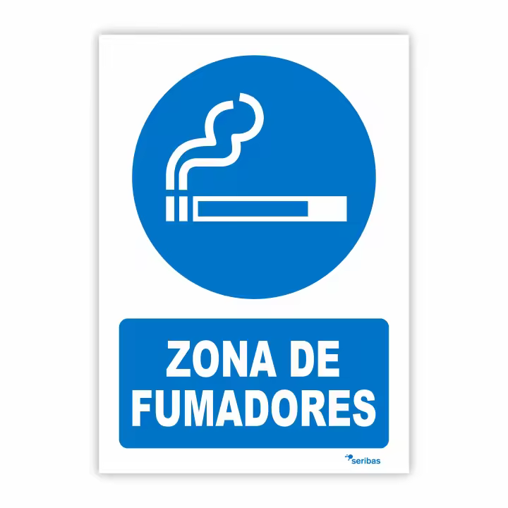 Señal ZONA DE FUMADORES, Señal de PVC 700 micras, 21 x 29,7 cm - 1