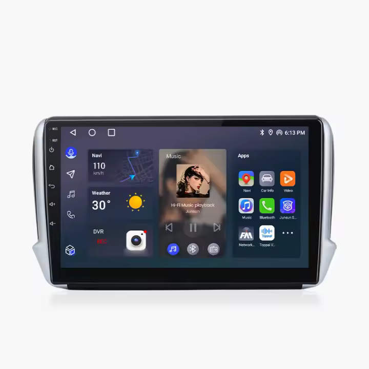 Junsun AI Voice Car Radio Stereo For Peugeot 2008 208 2012 2013 2014 2015 2016 2017 2018 Car Auto Radio Built-In Wireless Carplay For Apple & Android Auto Automotive Multimedia Touch Screen 360 camera Car Intelligent Systems With GPS Navigation - 1