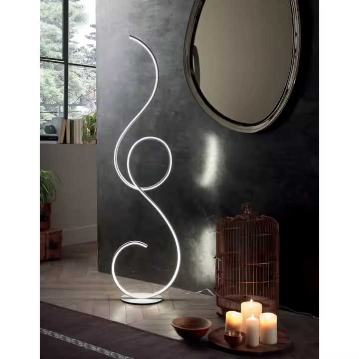 Lámpara de pie LED Flok de Ondaluce 44W 4400lm 3000K h.157cm Regulable Negro - 1