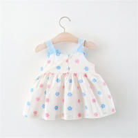 Vestido De Verano Para Niñas 2 Piezas Conjunto Nuevo Con Bolso Floral Decorativo Cuello Redondo Algodón Cómodo Largo Rodilla Casual - details 2