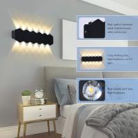 12W LED Luz de pared interior Negro lámpara Modern, lámpara de pared de Aluminio de DOT Arriba Abajo 3000K Luz Blanca Cálida, iluminación de pared de 31cm para dormitorio en pasillo [CLASE DE Energía A ++] - details 1