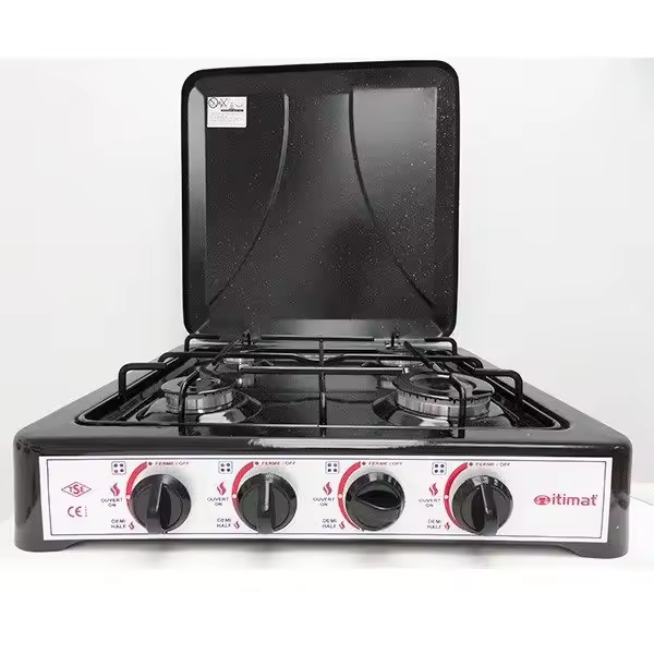 COCINA DE GAS - 4 FUEGOS - COCINA PORTATIL - MARCA ITIMAT - MODELO TYPE L - 15 - COLOR MARRON - ESTUFA DE GAS - 1