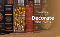 Kit De Nook DIY Para Libros Decoración De Estante Para Muñecas Casa De Muñecas Inserto De Librería Wander Library Para Adultos Madera Retro Y Nostálgico - details 4