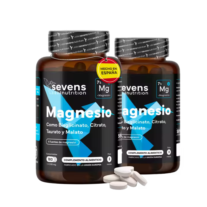 Pack 2x Magnesio 4 en 1 - Citrato, Bisglicinato, Taurato y Malato - 4 Fuentes para Relajación Muscular y Energía - Sevens Nutrition - 1