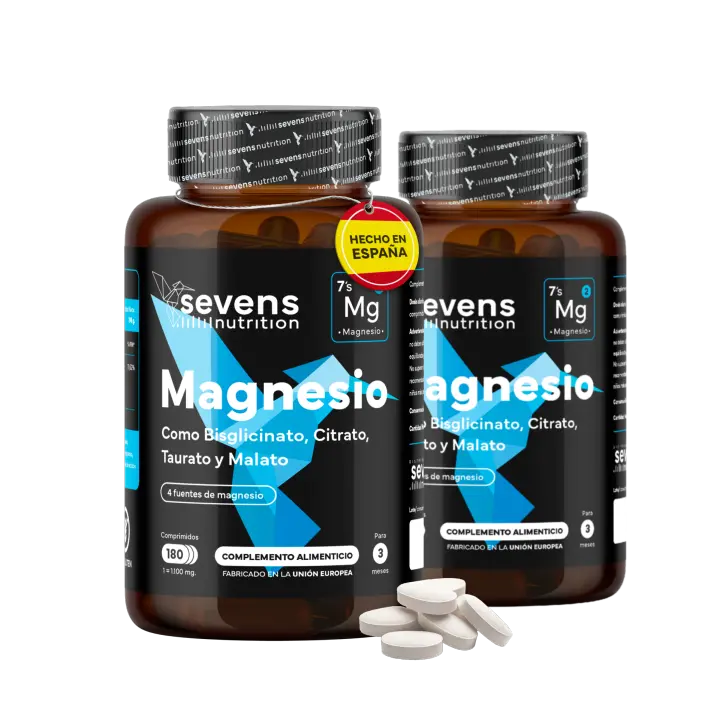 Pack 2x Magnesio 4 en 1 - Citrato, Bisglicinato, Taurato y Malato - 4 Fuentes para Relajación Muscular y Energía - Sevens Nutrition - 1