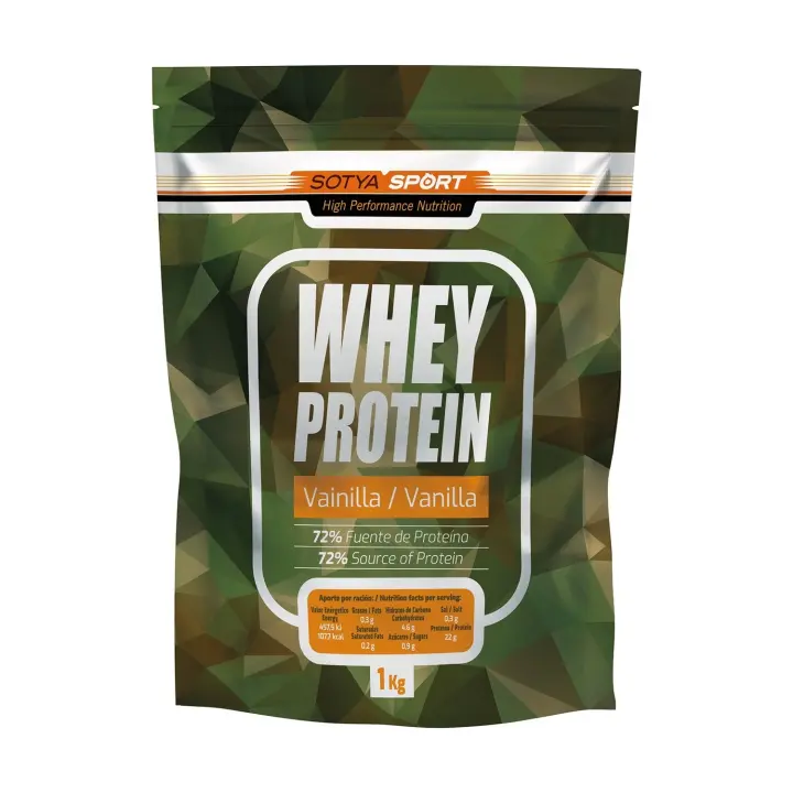 PROTEINA WHEY 100% VAINILLA SOTYA 1Kg - Proteínas Naturales para Recuperación Muscular y Crecimiento Muscular - 1