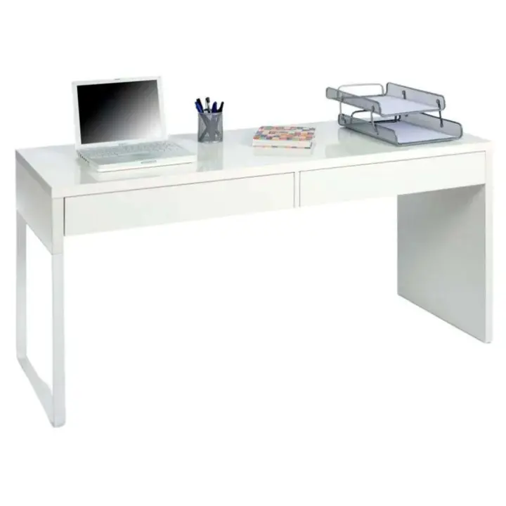 Mesa de ordenador Touch en color blanco artik (mate) con dos cajones - 1