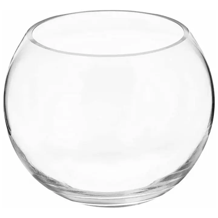 Tradineur - Pecera redonda de cristal, acuario esférico, globo pequeño para peces, mascotas, decoración de interior, hogar (Transparente, 20 x 16 cm) - 1