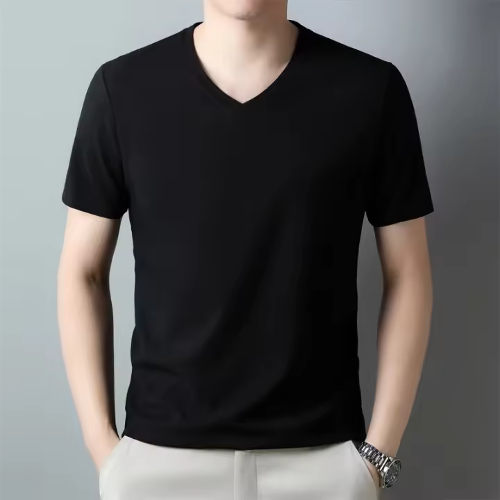 Camiseta Hombre Verano 2024 Cuello V Sin Mangas Transpirable Moda Sólida Talla Única Material Poliéster Estilo Casual - 1