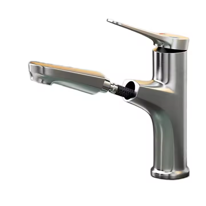 Grifo De Baño De Mano Con Agua Caliente Y Fría Tipo Pull-out Para Accesorios De Baño Grifo De Pórtico Cerámica Contemporáneo - 1