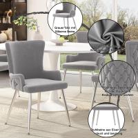Silla de Salón de terciopelo, Juego de 4, Silla reclinable de lujo para la Sala de estar y el dormitorio con cuatro patias de soporte de metal Plisado - details 3