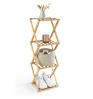 Estantería de bambú Plegable de 4 Niveles, Ideal para guardarropa, en el baño y como estantería de Cocina, estantería para decoración, sin Montaje, Estrecha, Ahorra Espacio, 29.8 x 28 x 91 cm - details 5