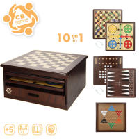 COLORBABY - Set 10 juegos de mesa, +180 piezas, ajedrez para niños, damas, mancala, backgammon, 3 en raya, serpientes y escaleras, damas chinas, parchís infantil, solitario, competición de dados, Caja almacenaje madera 32x32x15 cm, +2 jugadores, +5 años - details 1