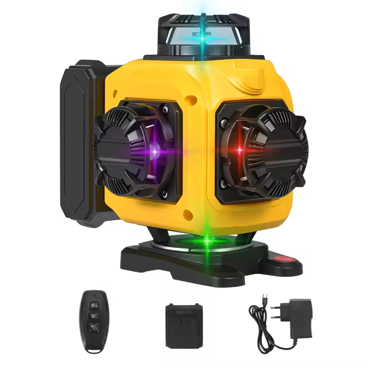 16 Lines 4D Laser Level Remote Control 4 Colors Beam 360° Horizontal ＆ Vertical Powerful Lines Laser Levels Power Display - 1