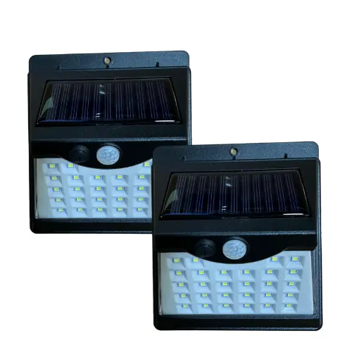 FOCO SOLAR LED PARA PARED CON SENSOR PIR Y CDS PACK 2 UNIDADES - 1