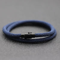 Nuevo Pulsera Minimalista Para Hombre Con Doble Capa De Cuerda Accesorio De Sobrevivencia Con Hebilla Magnética Regalo Para Novio - details 6