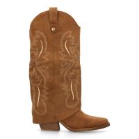 PuntoSalao Botas tacón campero grabado en caña para mujer color camel VR5-2059 - details 0