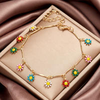 Pulsera De Flores Doradas Con Patrón De Margarita Moda Minimalista Aesthetic Para Mujer Joyería De Boda Y Fiesta Regalo - details 3